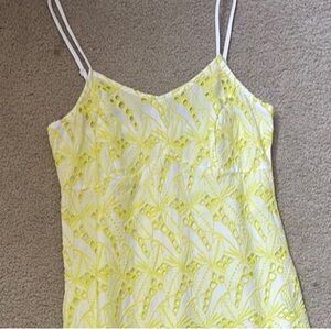 NWT Crown and Ivy Neon Yellow Lace Dress with Spaghetti Straps